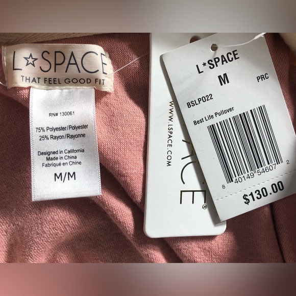 NWT L*Space Best Life Terry Pullover in White and Red Colorblock - Picture 3 of 4